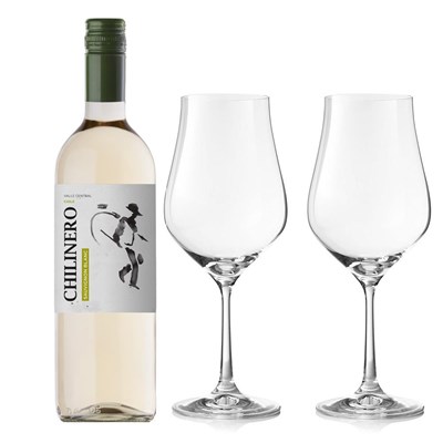 Chilinero Sauvignon Blanc 75cl White Wine And Crystal Classic Collection Wine Glasses